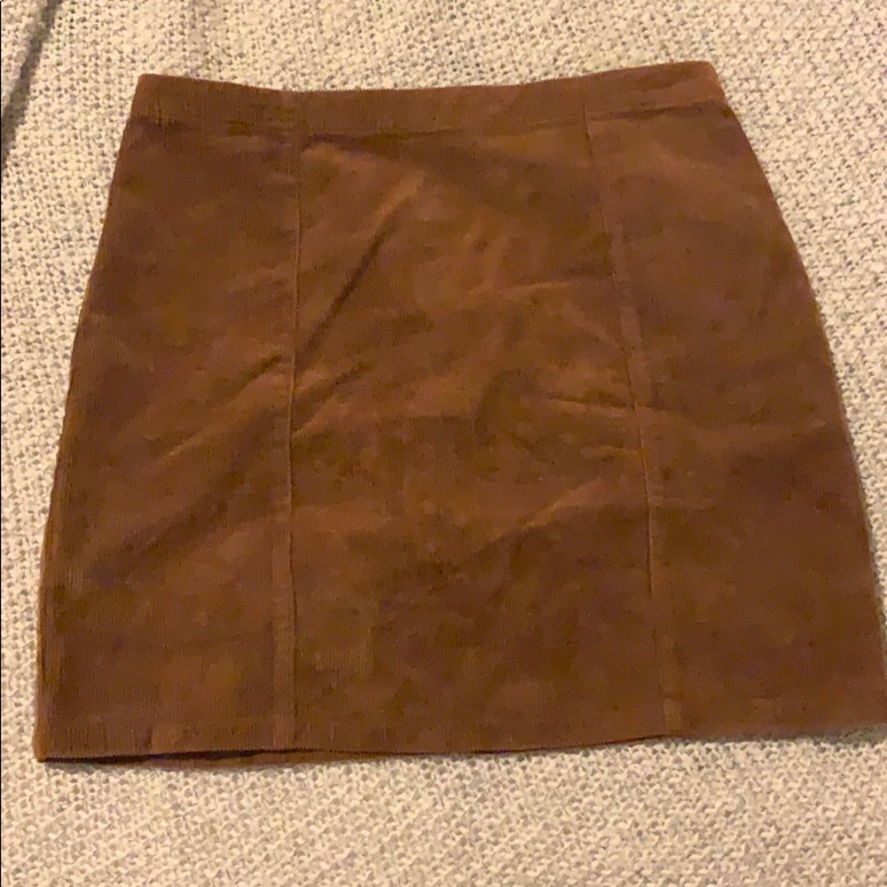 Brown courdaroy mini skirt zip up